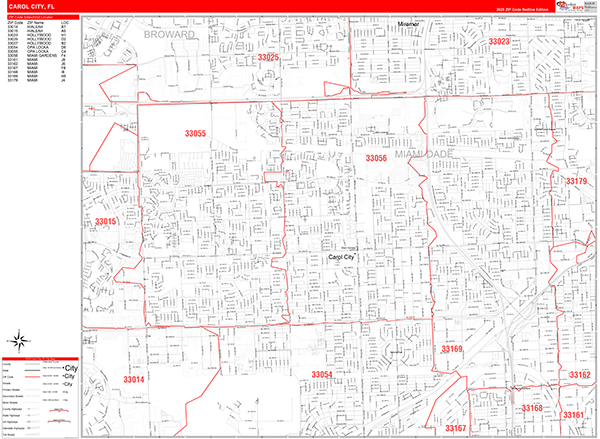 Carol City Zip Code Wall Map